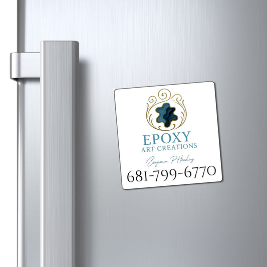 Epoxy Art Creations Logo Magnet — Custom Business Contact Fridge Magnet