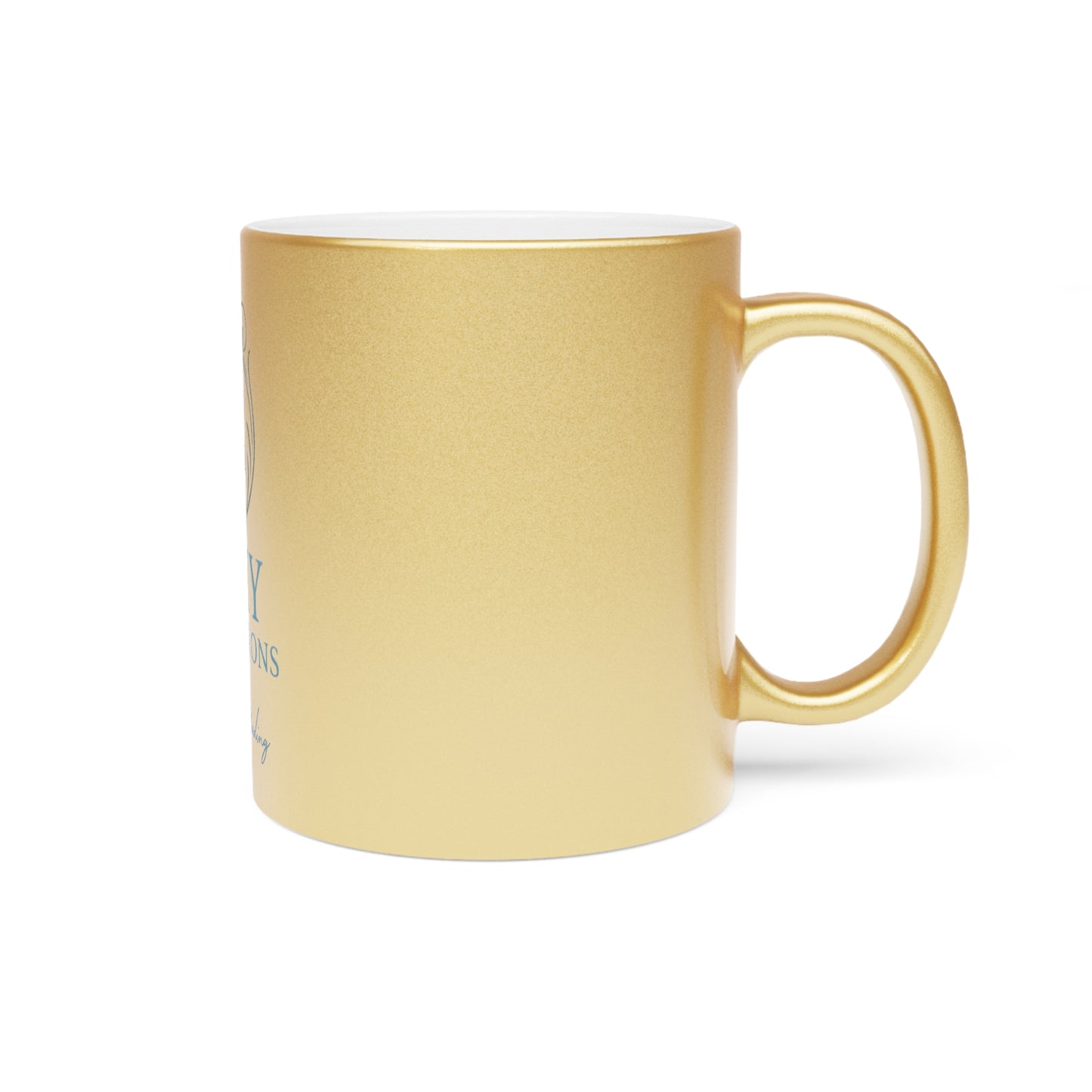 Metallic Epoxy Art Mug — Silver/Gold Logo Coffee Cup