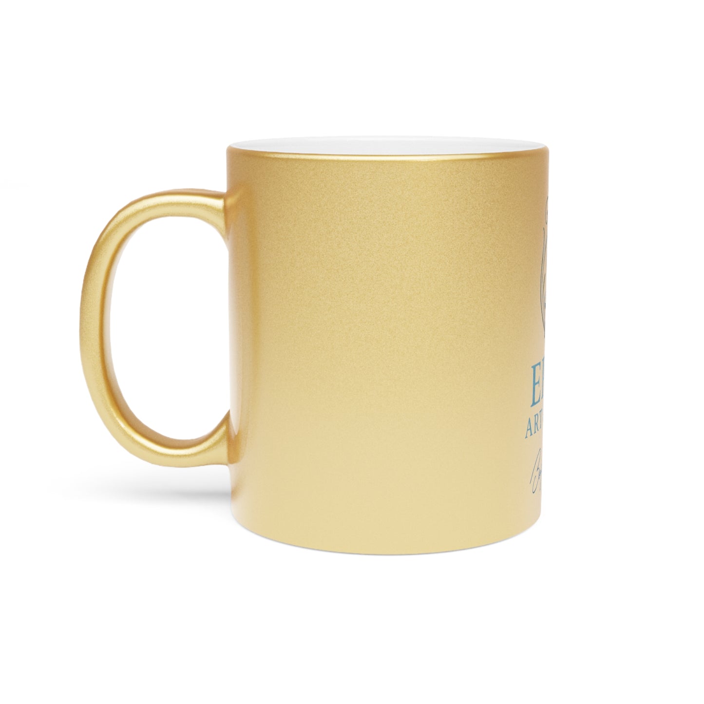 Metallic Epoxy Art Mug — Silver/Gold Logo Coffee Cup